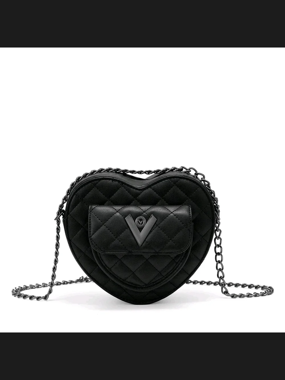 NWT Valentino Orlandi Black Quilted Heart Crossbody Bag VOSB-010 Factory Wrapped